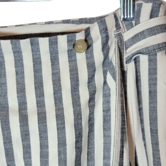 Anthropologie Striped Pencil Skirt Wrap Belted Midi Knee Length Blue & White 10 - Picture 6 of 14